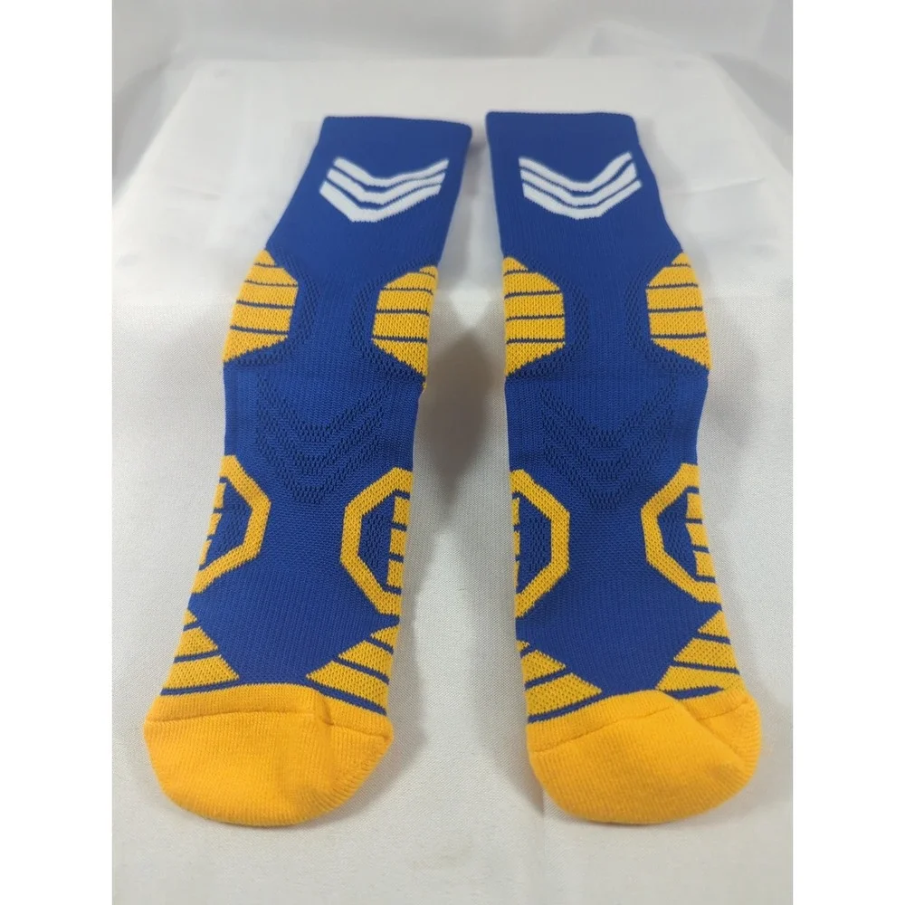 Number 30 Stephen Curry Blue/Yellow Basketball Socks Read Discription
